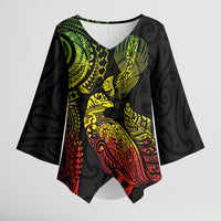 Aotearoa Moko Tribal Tattoo Kimono Sleeve Blouse New Zealand Maori Penguin and Fantail Reggae Style