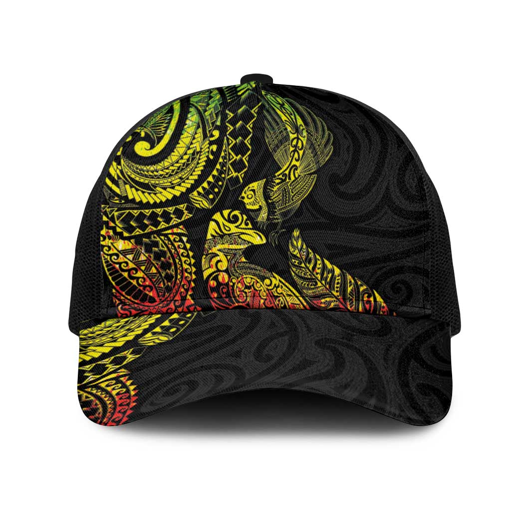 Aotearoa Moko Tribal Tattoo Mesh Trucker Cap New Zealand Maori Penguin and Fantail Reggae Style