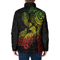 Aotearoa Moko Tribal Tattoo Padded Jacket New Zealand Maori Penguin and Fantail Reggae Style