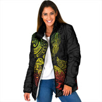 Aotearoa Moko Tribal Tattoo Padded Jacket New Zealand Maori Penguin and Fantail Reggae Style