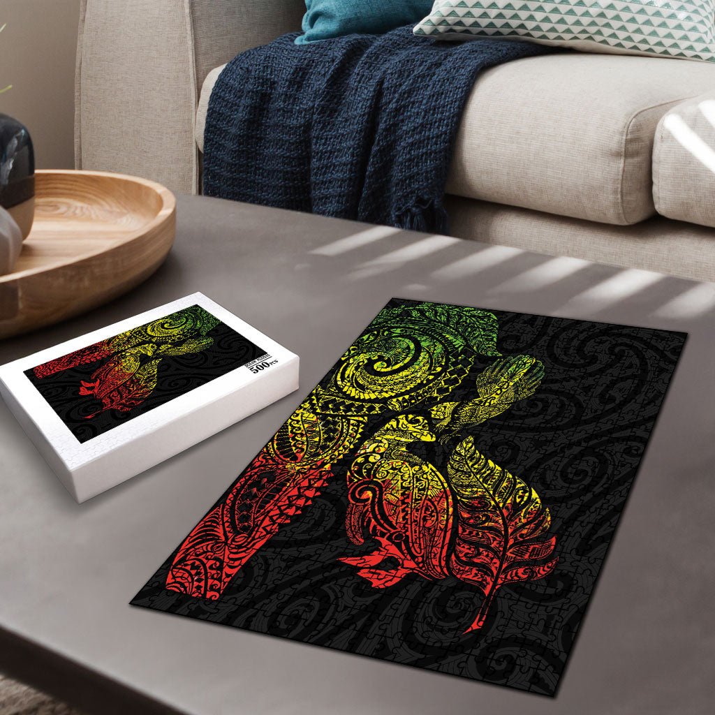 Aotearoa Moko Tribal Tattoo Puzzle New Zealand Maori Penguin and Fantail Reggae Style