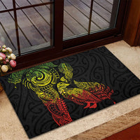 Aotearoa Moko Tribal Tattoo Rubber Doormat New Zealand Maori Penguin and Fantail Reggae Style