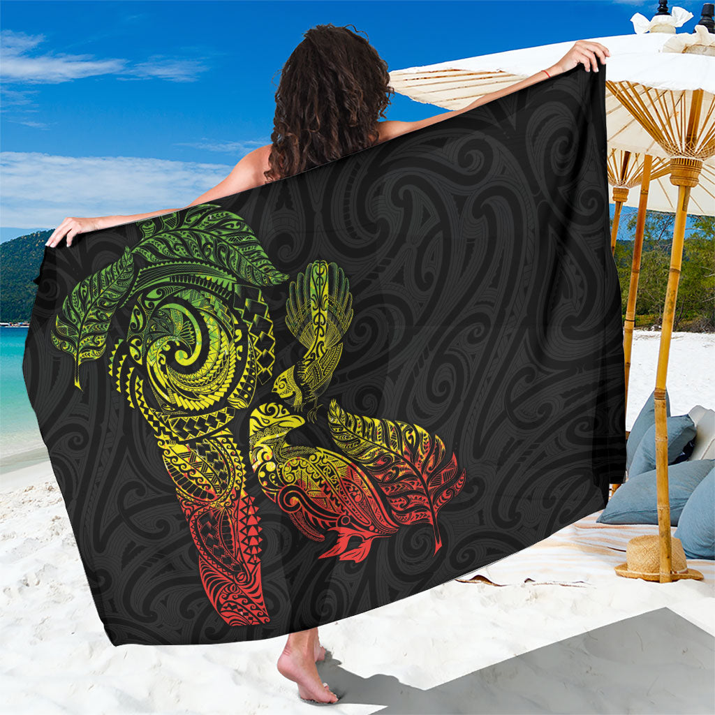 Aotearoa Moko Tribal Tattoo Sarong New Zealand Maori Penguin and Fantail Reggae Style