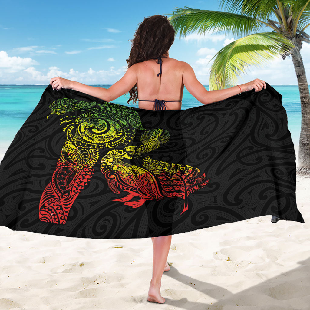 Aotearoa Moko Tribal Tattoo Sarong New Zealand Maori Penguin and Fantail Reggae Style