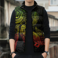 Aotearoa Moko Tribal Tattoo Sleeveless Puffer Jacket New Zealand Maori Penguin and Fantail Reggae Style