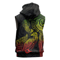 Aotearoa Moko Tribal Tattoo Sleeveless Zip Hoodie New Zealand Maori Penguin and Fantail Reggae Style