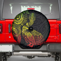 Aotearoa Moko Tribal Tattoo Spare Tire Cover New Zealand Maori Penguin and Fantail Reggae Style