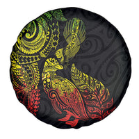 Aotearoa Moko Tribal Tattoo Spare Tire Cover New Zealand Maori Penguin and Fantail Reggae Style