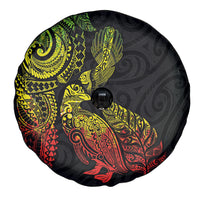 Aotearoa Moko Tribal Tattoo Spare Tire Cover New Zealand Maori Penguin and Fantail Reggae Style
