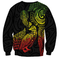 Aotearoa Moko Tribal Tattoo Sweatshirt New Zealand Maori Penguin and Fantail Reggae Style LT03 - Polynesian Pride