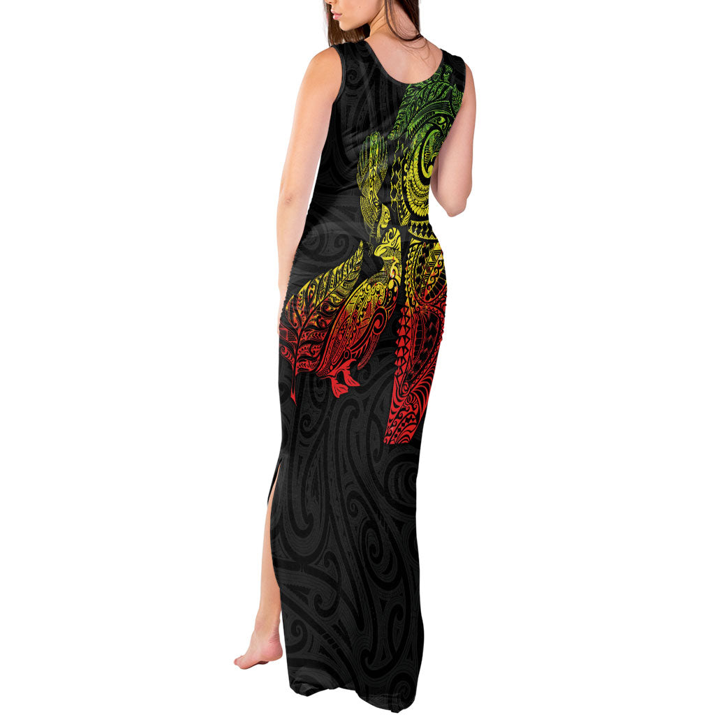 Aotearoa Moko Tribal Tattoo Tank Maxi Dress New Zealand Maori Penguin and Fantail Reggae Style