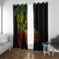 Aotearoa Moko Tribal Tattoo Window Curtain New Zealand Maori Penguin and Fantail Reggae Style