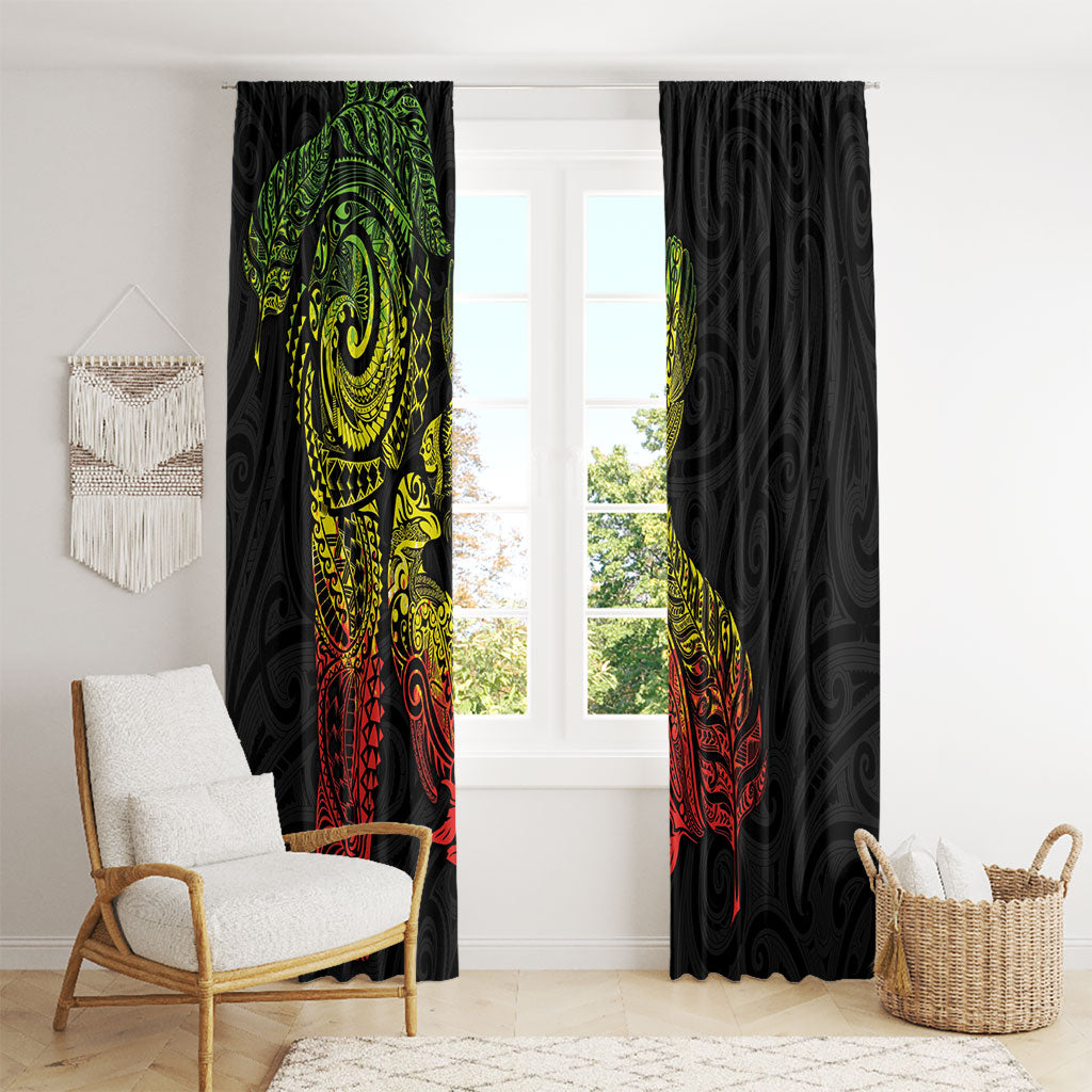 Aotearoa Moko Tribal Tattoo Window Curtain New Zealand Maori Penguin and Fantail Reggae Style