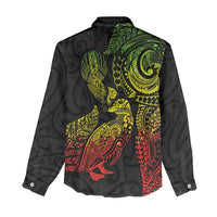 Aotearoa Moko Tribal Tattoo Women Casual Shirt New Zealand Maori Penguin and Fantail Reggae Style