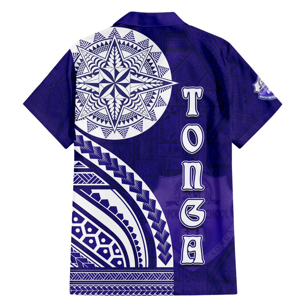 Tupou College Toloa Family Matching Off Shoulder Short Dress and Hawaiian Shirt Ngatu and Polynesian Pattern