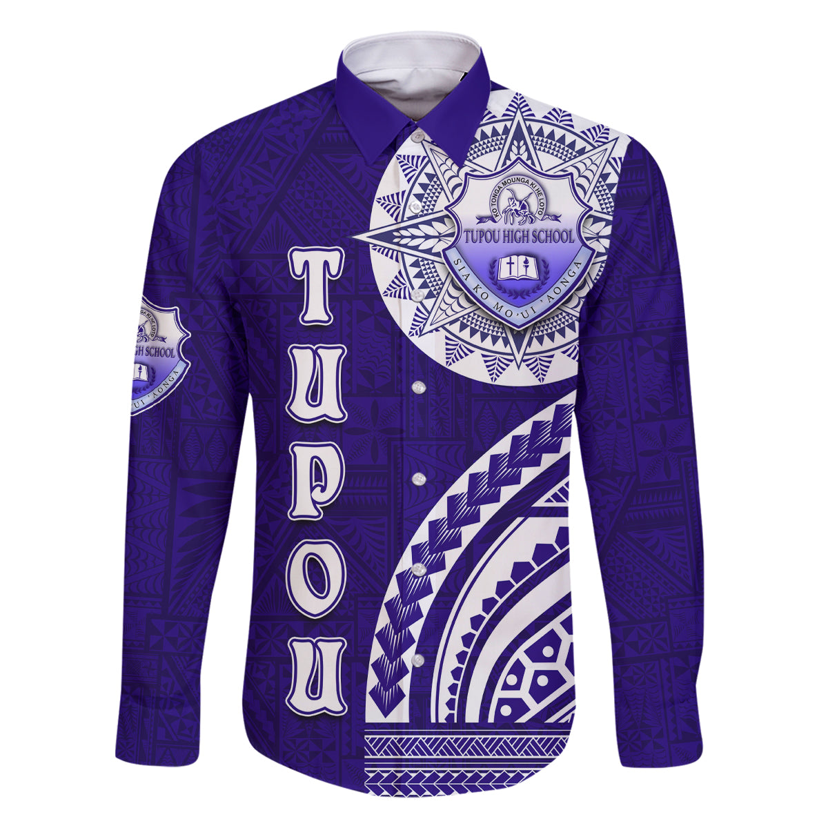 Tupou College Toloa Family Matching Off Shoulder Short Dress and Hawaiian Shirt Ngatu and Polynesian Pattern