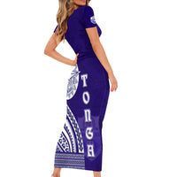 Tupou College Toloa Short Sleeve Bodycon Dress Ngatu and Polynesian Pattern