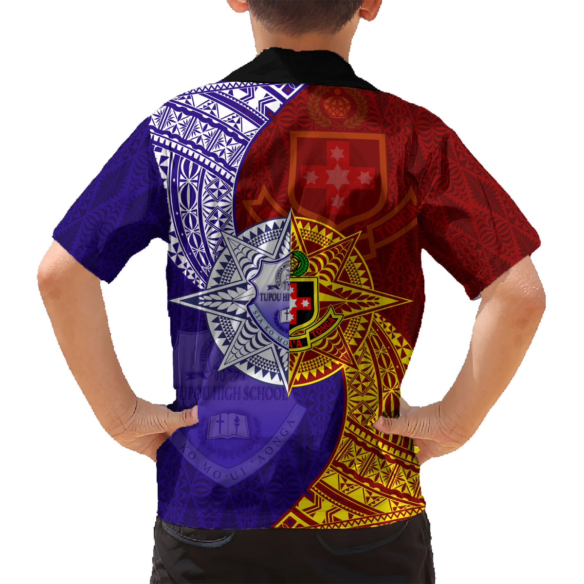 Kolisi Tonga Atele and Tupou College Toloa Family Matching Short Sleeve Bodycon Dress and Hawaiian Shirt Ngatu and Polynesian Spiral Pattern