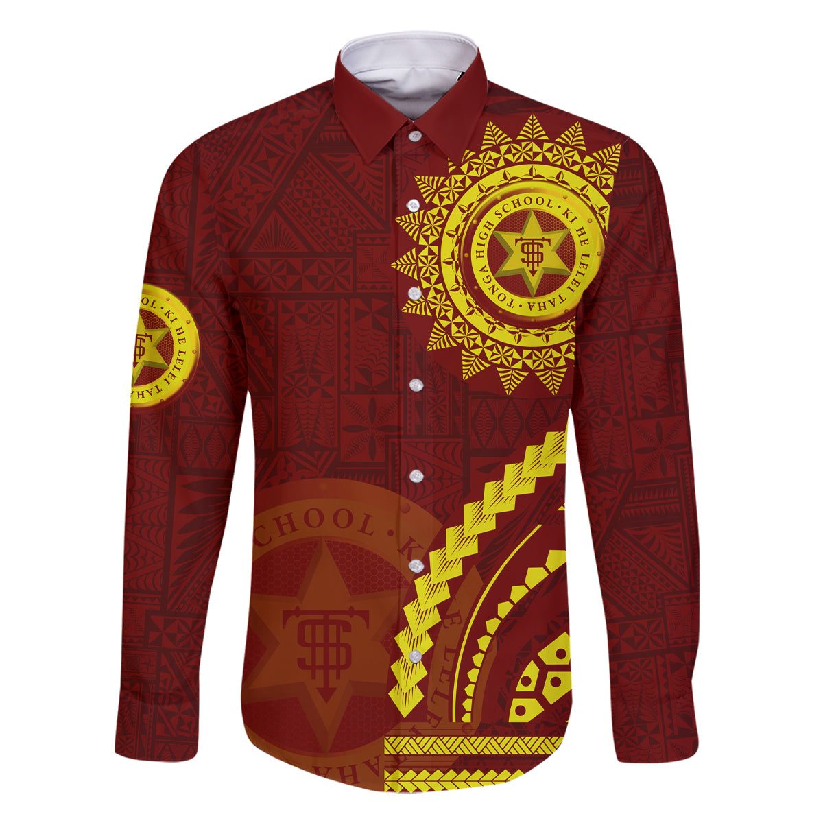 Tonga High School Family Matching Long Sleeve Bodycon Dress and Hawaiian Shirt Ngatu and Polynesian Pattern