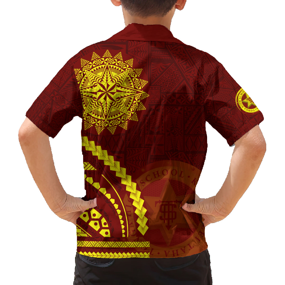 Tonga High School Family Matching Off Shoulder Short Dress and Hawaiian Shirt Ngatu and Polynesian Pattern