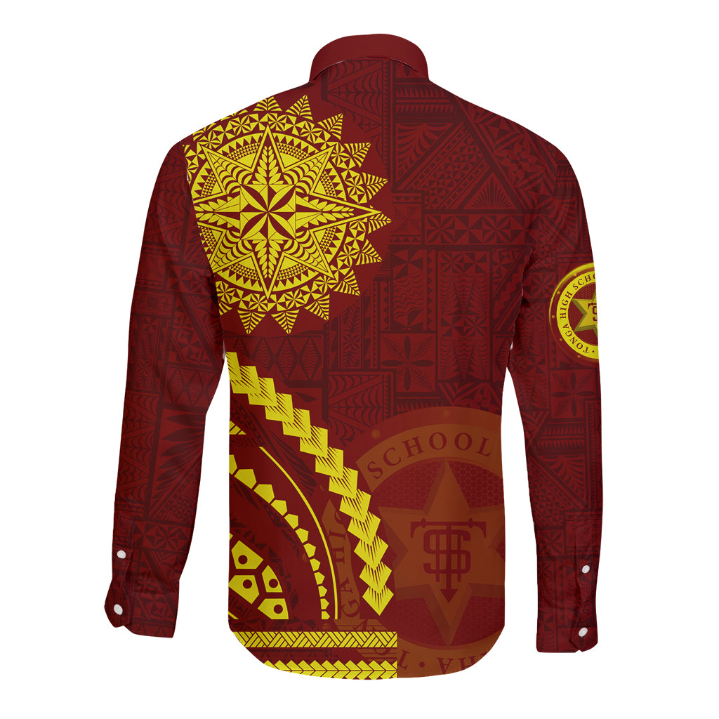 Tonga High School Long Sleeve Button Shirt Ngatu and Polynesian Pattern