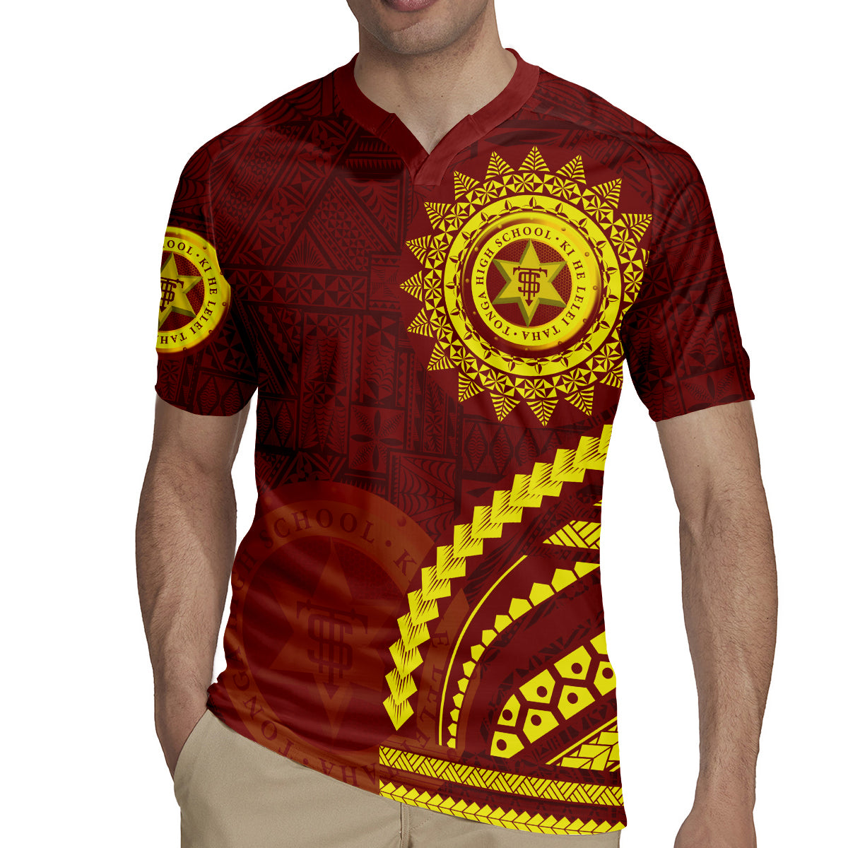 Tonga High School Rugby Jersey Ngatu and Polynesian Pattern