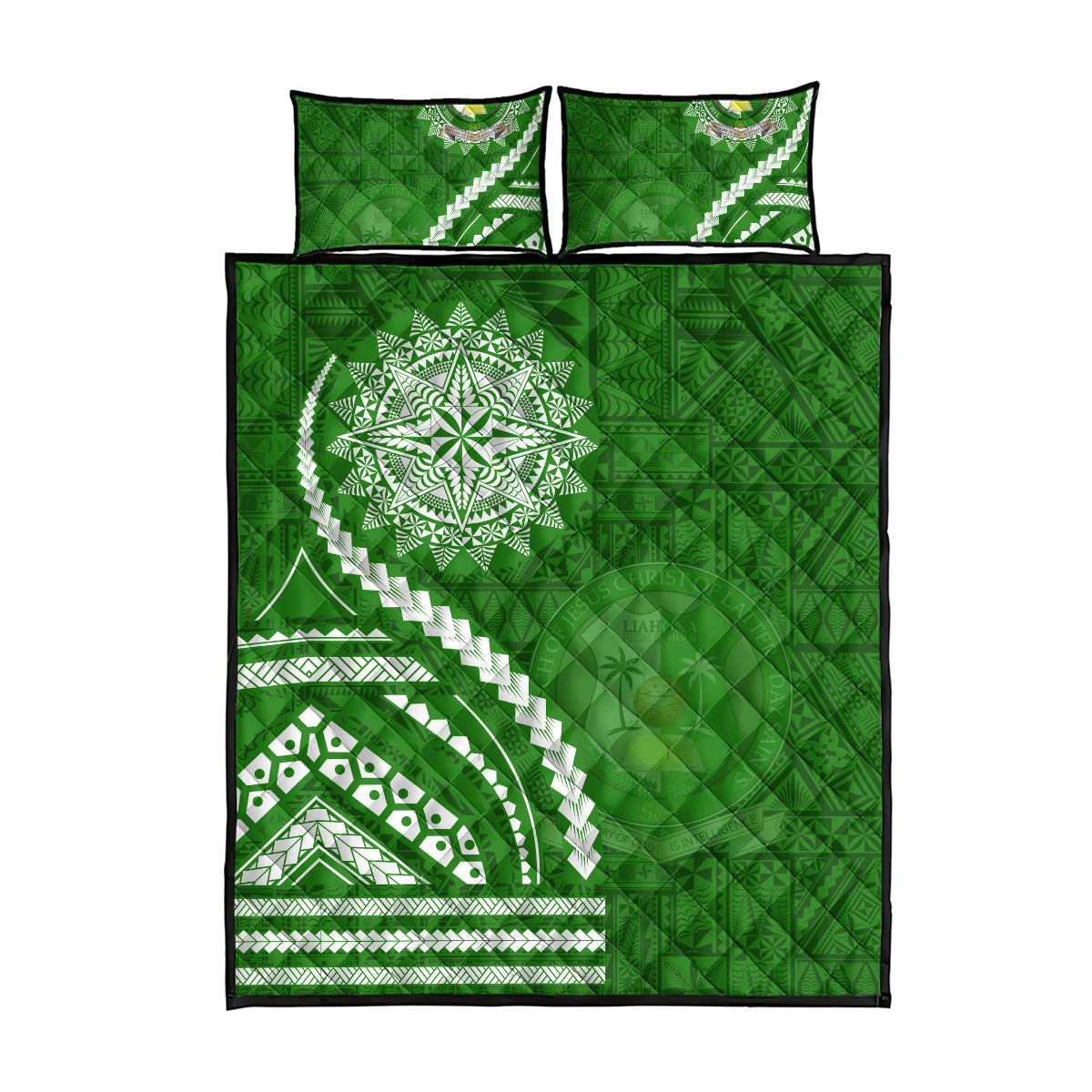Liahona High School Quilt Bed Set Ngatu and Polynesian Pattern