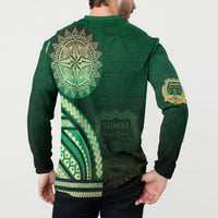Saineha High School Button Sweatshirt Ngatu and Polynesian Pattern