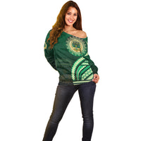 Saineha High School Off Shoulder Sweater Ngatu and Polynesian Pattern