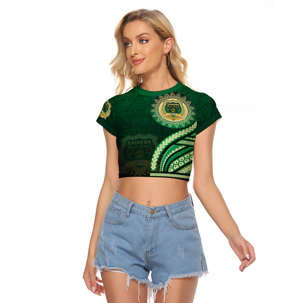 Saineha High School Raglan Cropped T Shirt Ngatu and Polynesian Pattern