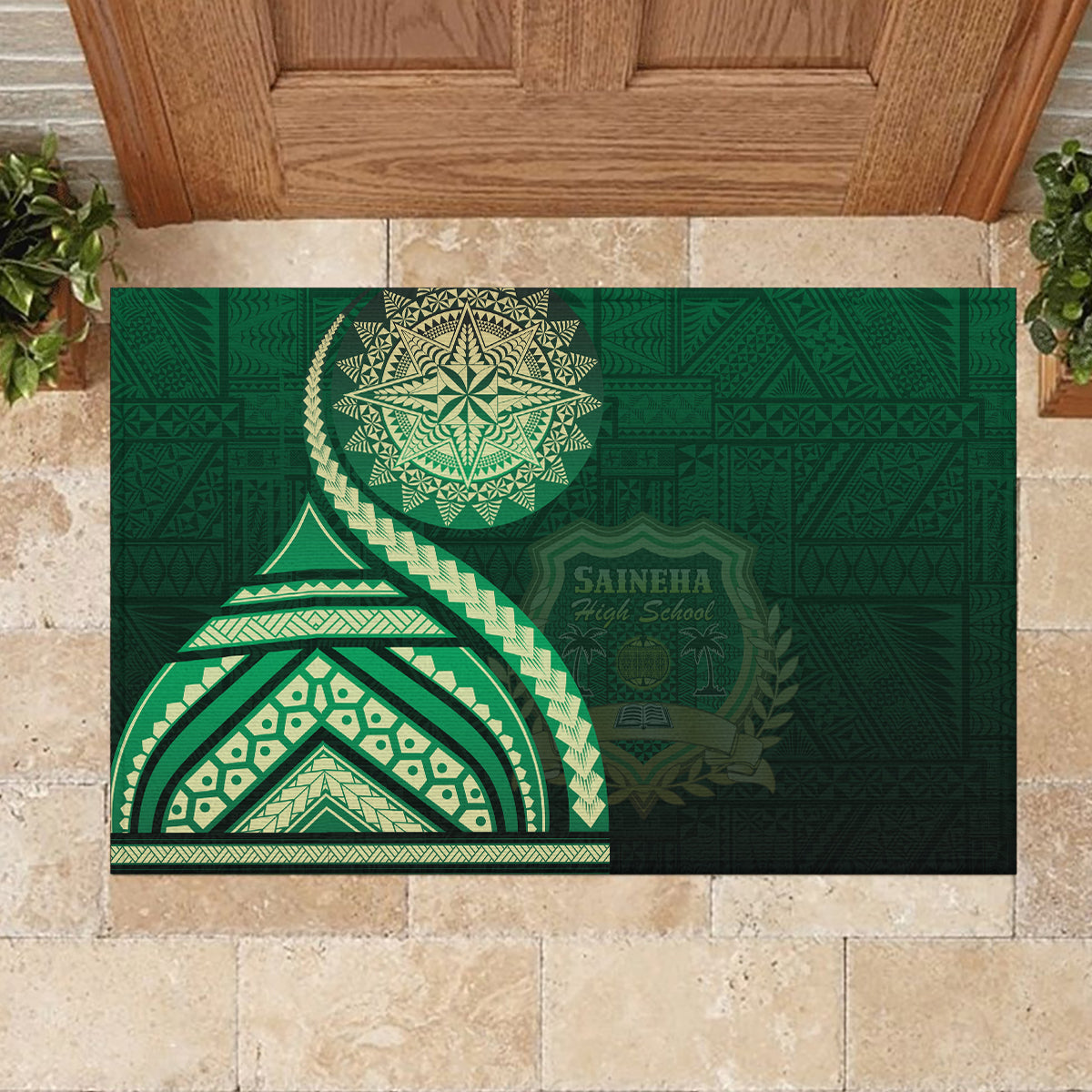 Saineha High School Rubber Doormat Ngatu and Polynesian Pattern