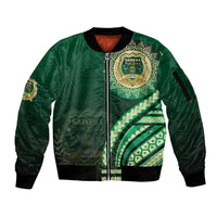 Saineha High School Sleeve Zip Bomber Jacket Ngatu and Polynesian Pattern