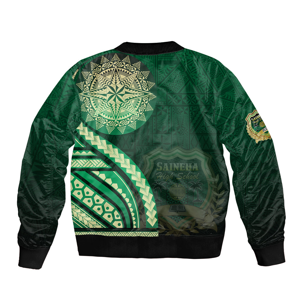 Saineha High School Sleeve Zip Bomber Jacket Ngatu and Polynesian Pattern
