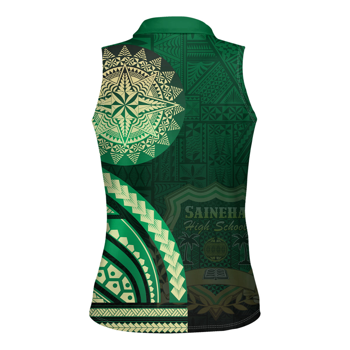 Saineha High School Women Sleeveless Polo Shirt Ngatu and Polynesian Pattern