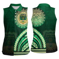 Saineha High School Women Sleeveless Polo Shirt Ngatu and Polynesian Pattern