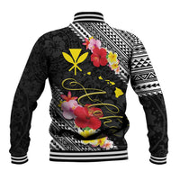 Aloha Hawaii Hibiscus and Plumeria Flowers Baseball Jacket Kanaka Maoli Tattoo Polynesian Pattern