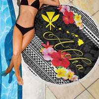 Aloha Hawaii Hibiscus and Plumeria Flowers Beach Blanket Kanaka Maoli Tattoo Polynesian Pattern
