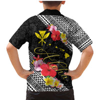 Aloha Hawaii Hibiscus and Plumeria Flowers Family Matching Mermaid Dress and Hawaiian Shirt Kanaka Maoli Tattoo Polynesian Pattern
