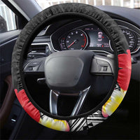 Aloha Hawaii Hibiscus and Plumeria Flowers Steering Wheel Cover Kanaka Maoli Tattoo Polynesian Pattern