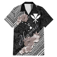 Aloha Hawaii Hibiscus and Plumeria Flowers Family Matching Mermaid Dress and Hawaiian Shirt Kanaka Maoli Tattoo Polynesian Pattern Gray Color