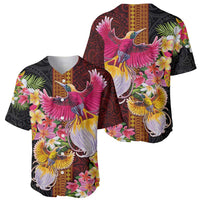 Papua New Guinea Birds and Frangipani Baseball Jersey Melanesian Art Tattoos - Polynesian Pride