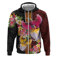Papua New Guinea Birds and Frangipani Hoodie Melanesian Art Tattoos - Polynesian Pride
