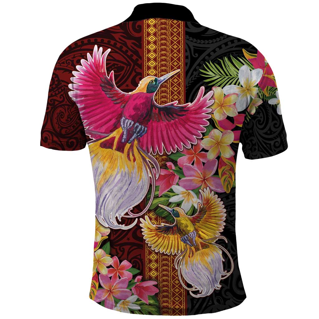 Papua New Guinea Birds and Frangipani Polo Shirt Melanesian Art Tattoos - Polynesian Pride