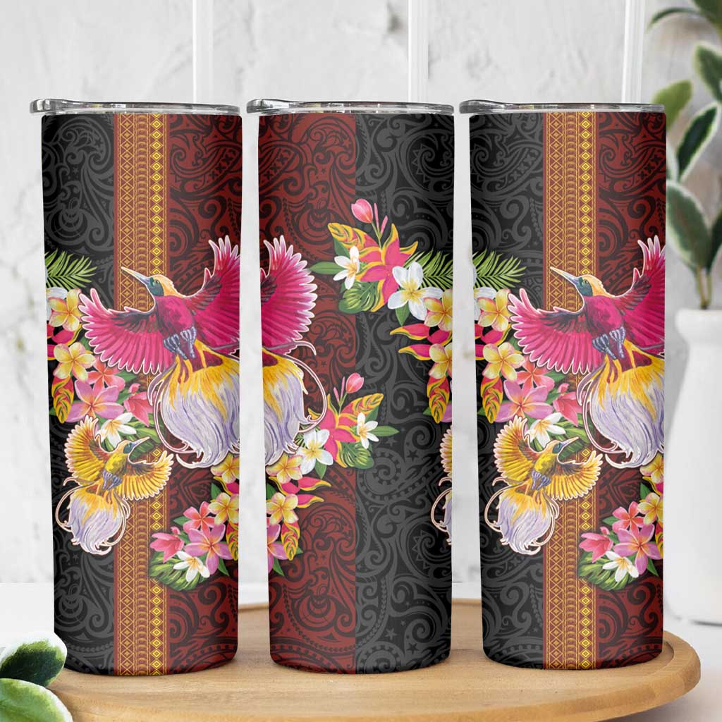 Papua New Guinea Birds and Frangipani Skinny Tumbler Melanesian Art Tattoos - Polynesian Pride