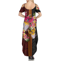 Papua New Guinea Birds and Frangipani Summer Maxi Dress Melanesian Art Tattoos - Polynesian Pride
