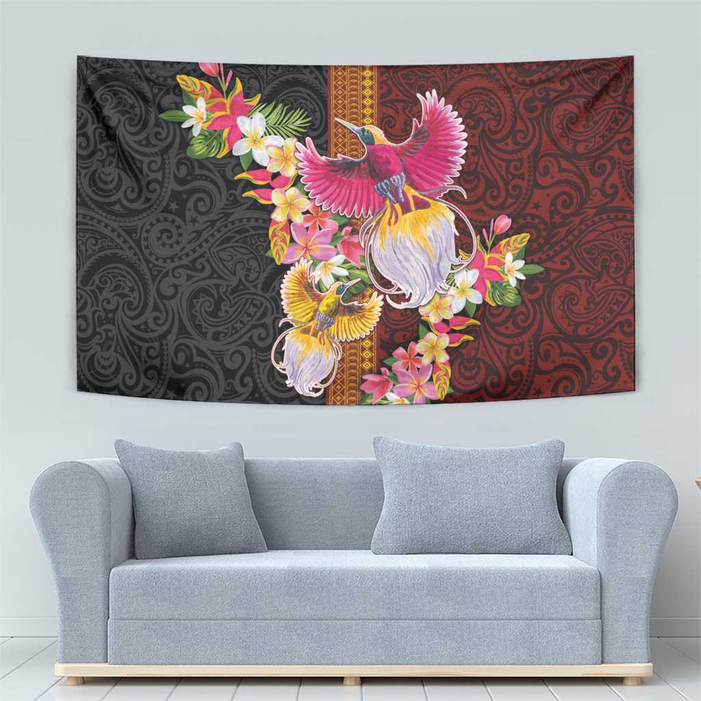 Papua New Guinea Birds and Frangipani Tapestry Melanesian Art Tattoos - Polynesian Pride