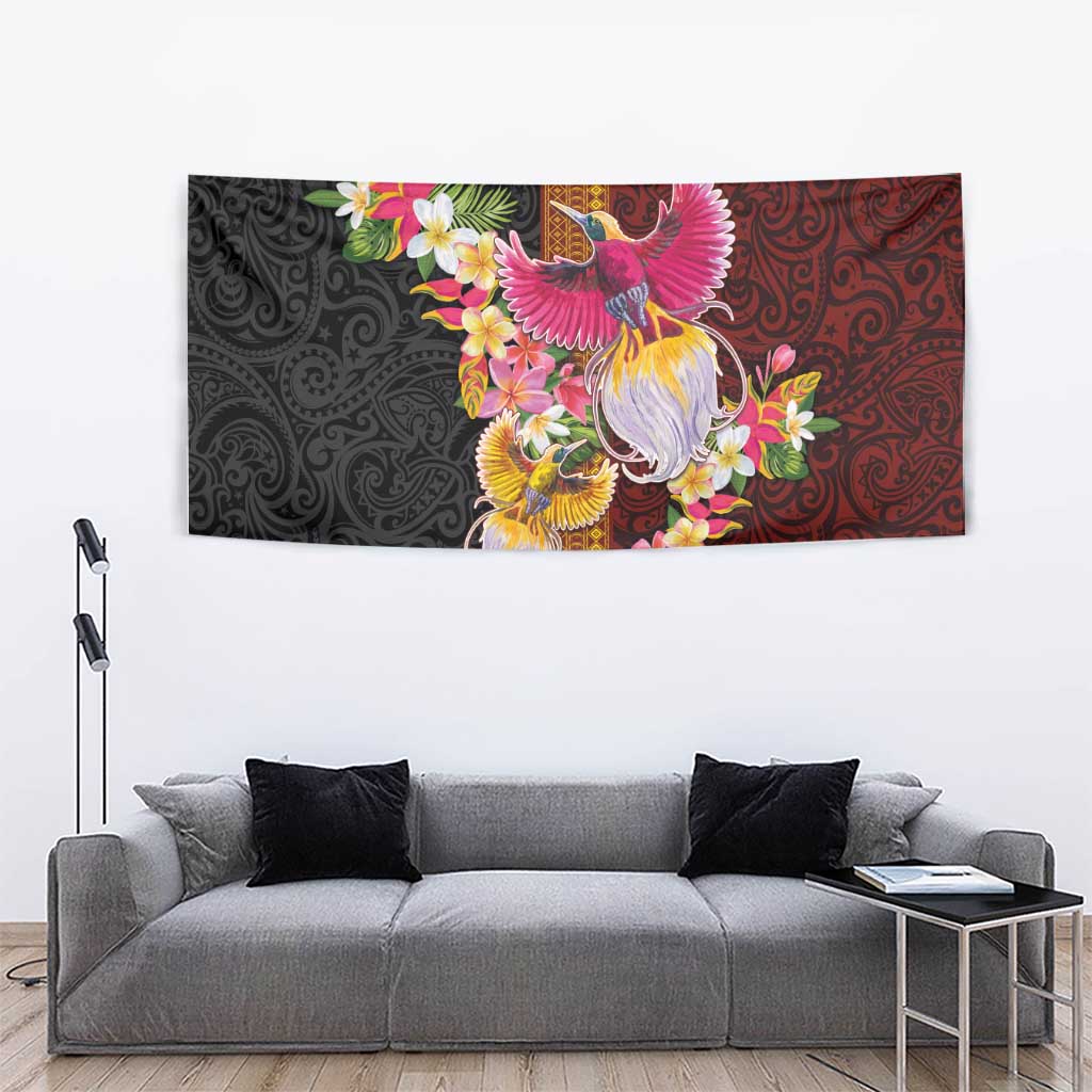 Papua New Guinea Birds and Frangipani Tapestry Melanesian Art Tattoos - Polynesian Pride