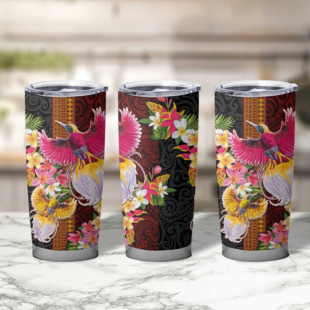Papua New Guinea Birds and Frangipani Tumbler Cup Melanesian Art Tattoos - Polynesian Pride