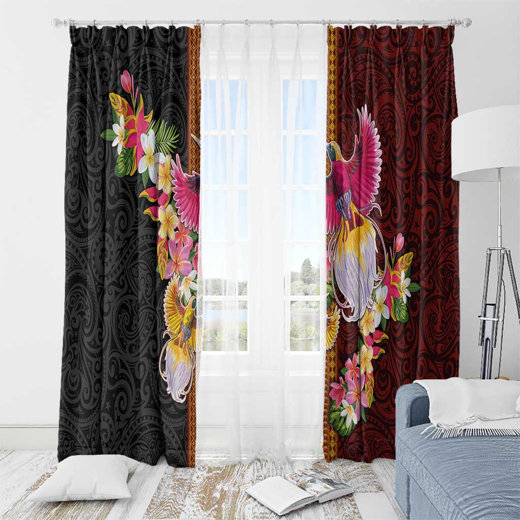 Papua New Guinea Birds and Frangipani Window Curtain Melanesian Art Tattoos - Polynesian Pride