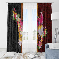 Papua New Guinea Birds and Frangipani Window Curtain Melanesian Art Tattoos - Polynesian Pride